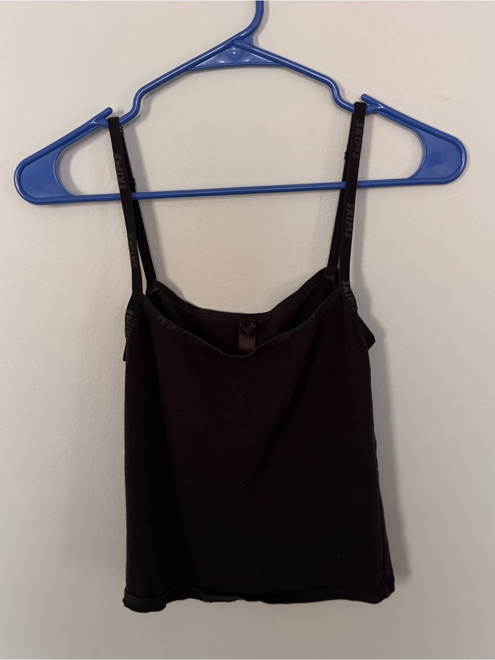 SKIMS Black Stretch Cami Tank Top Size Small Logo Straps Cotton Blend